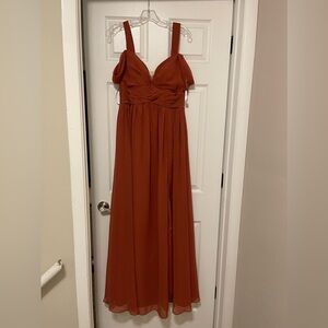 Azazie A-Line Off the Shoulder Chiffon Floor-Length Dress